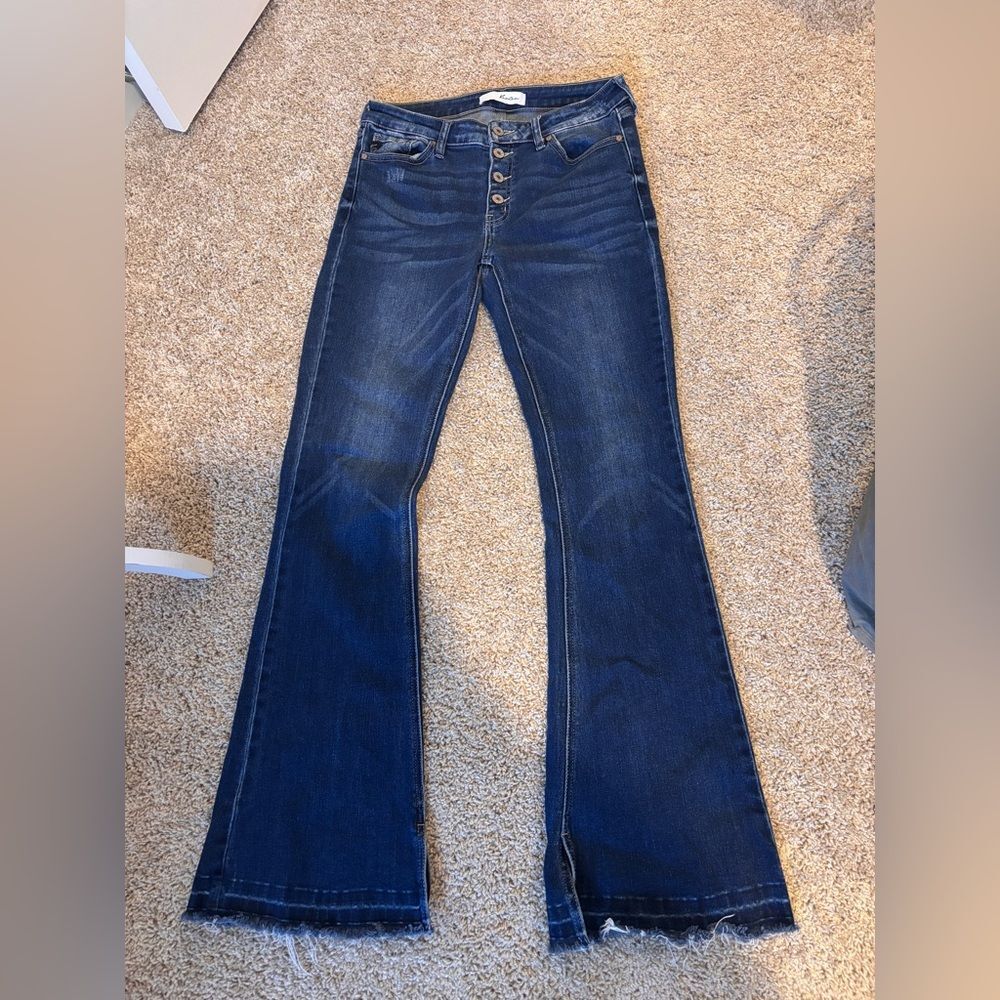 KanCan Buttonfly Dark Blue Women's Flared Jeans Sz 11